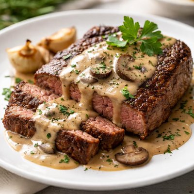 Steak with gravy