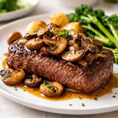 Steak with mushrooms