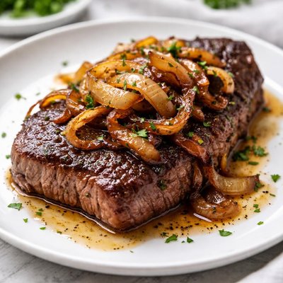 Steak with onions