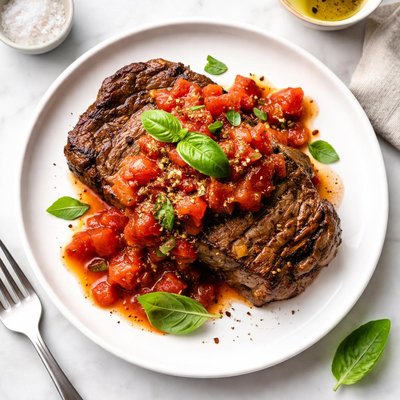 Steak with tomato sauce