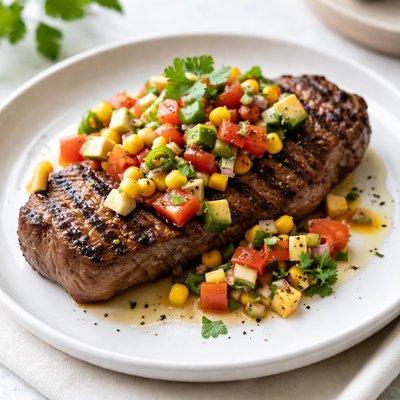 Steak with vegetable salsa