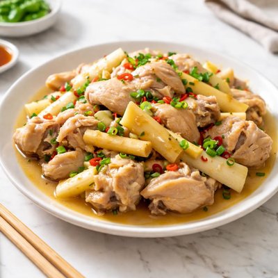 Steam chicken with bamboo