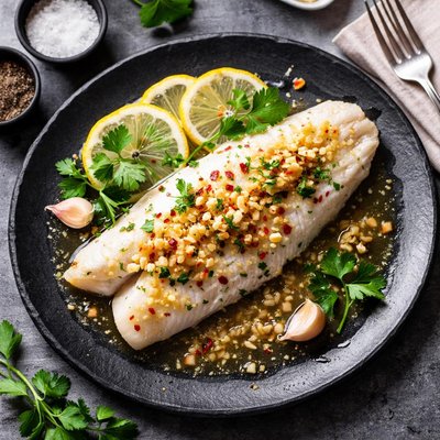 Steam fish in garlic butter sauce