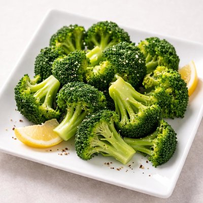Steamed and salted broccoli