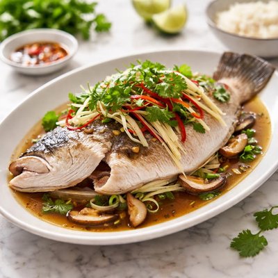 Steamed barramundi
