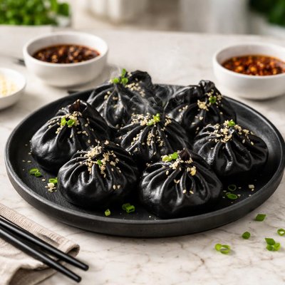 Dumplings Negros al Vapor