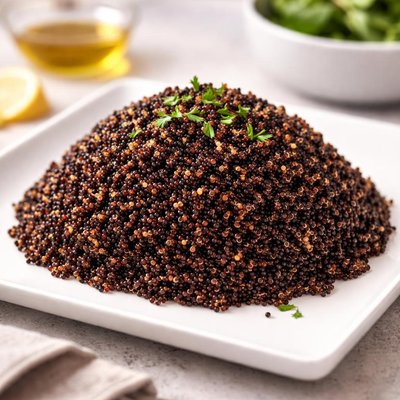 Steamed black quinoa