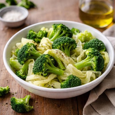 Steamed broccoli and cabbage