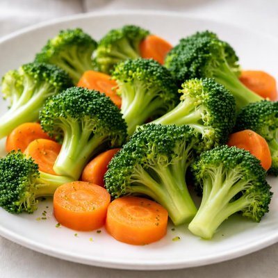Steamed broccoli and carrots