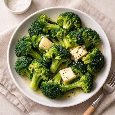 Steamed broccoli with butter