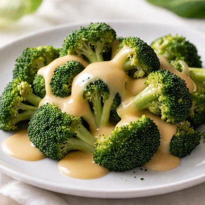 Steamed broccoli with cheese sauce