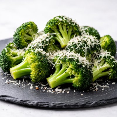 Steamed broccoli with grated cheese