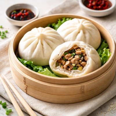 Dim sum de pollo al vapor