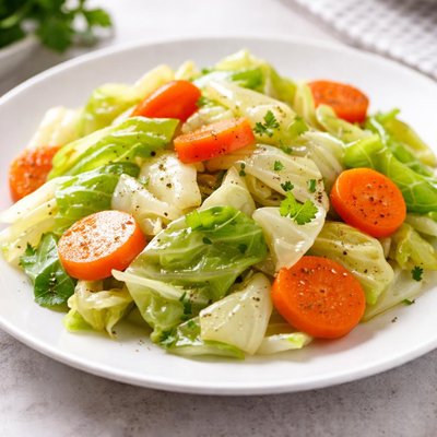 Steamed cabbage and carrots