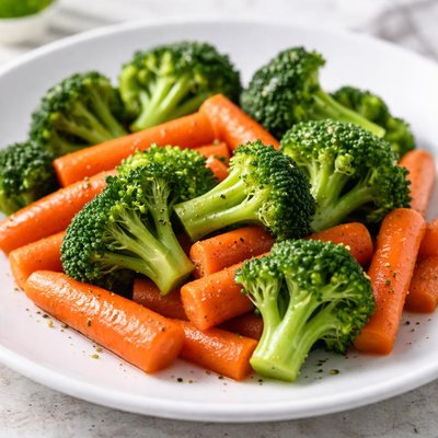Steamed carrots and broccoli