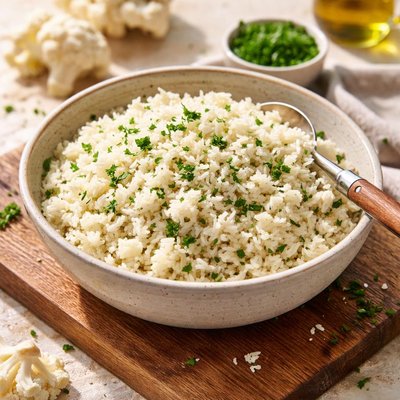 Steamed cauliflower rice
