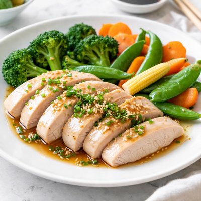 Steamed chicken and vegetables chinese food