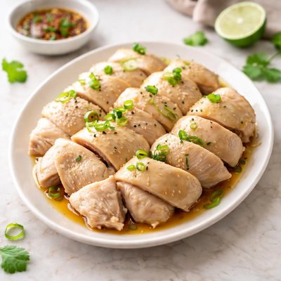 Steamed chicken pieces
