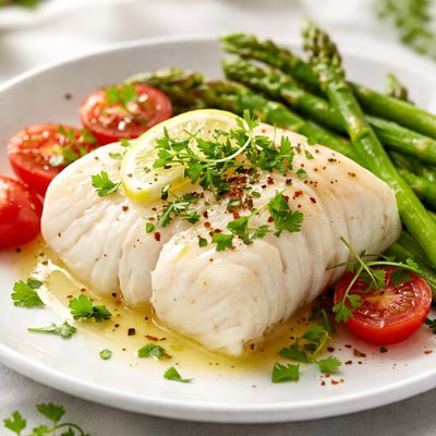 Steamed cod