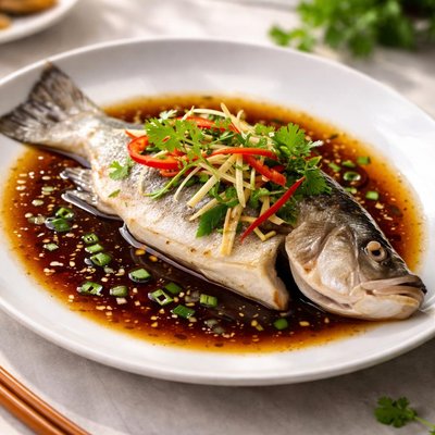Steamed fish with soy sauce