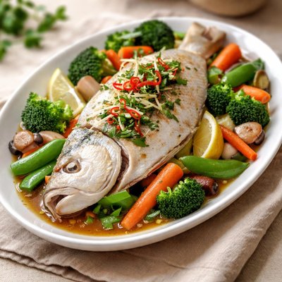 Steamed fish with vegetables