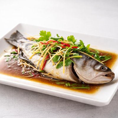 Steamed fresh seabass