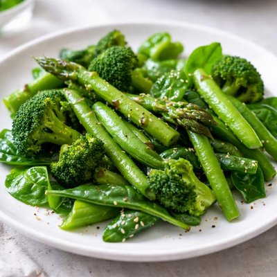 Steamed green vegetables