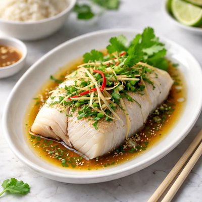 Steamed halibut