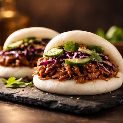 Steamed korean bun with pulled pork