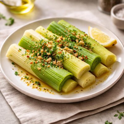 Steamed leeks
