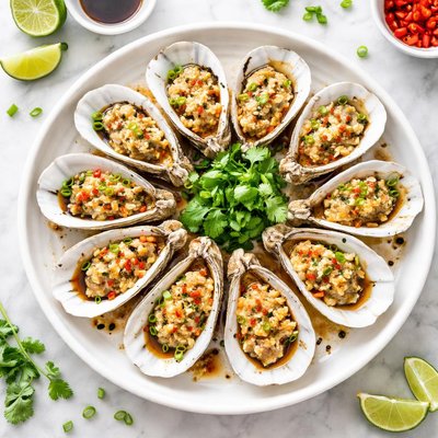 Steamed oysters with garlic