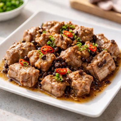Steamed pork ribs with black bean sauce