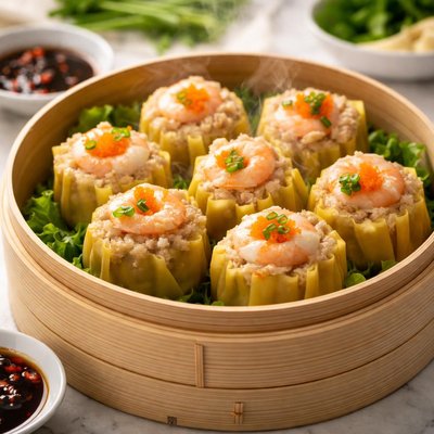 Steamed prawn and pork dumplings