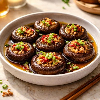 Steamed shiitake mushrooms