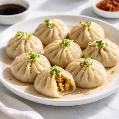 Steamed vegetable soup dumplings