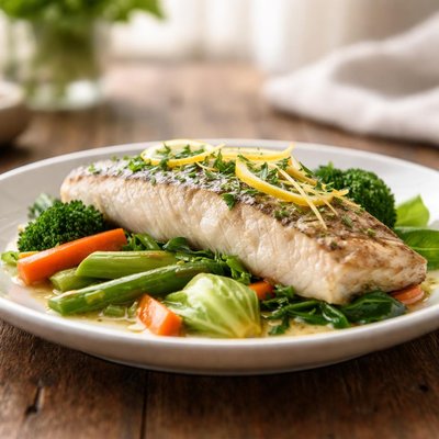 Steamed zander fillet