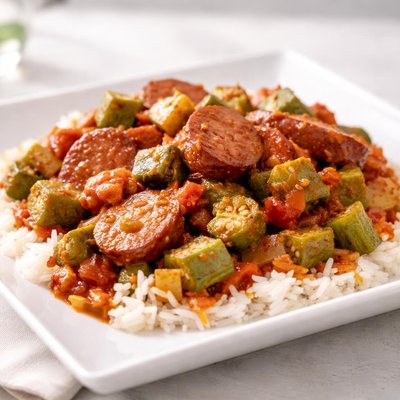 Stew with okra and sausage