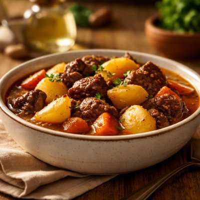 Stew with potatoes and meat