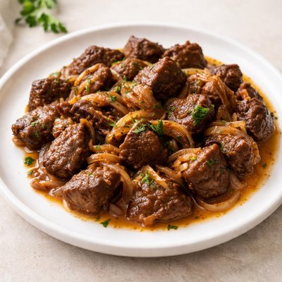 Stewed beef with onions