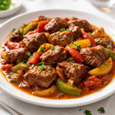 Stewed beef with peppers