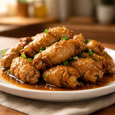 Stewed chicken wings without skin