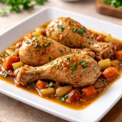 Stewed drumsticks without skin