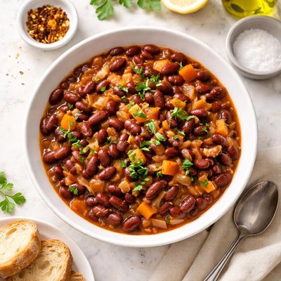 Stewed red beans with onions and carrots