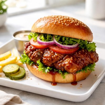 Sticky chicken burger