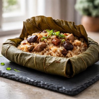 Sticky rice in lotus leaf