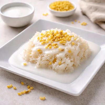Sticky rice with coconut milk and mung beans