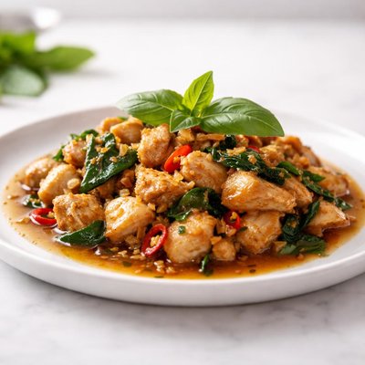 Stir-fried basil chicken