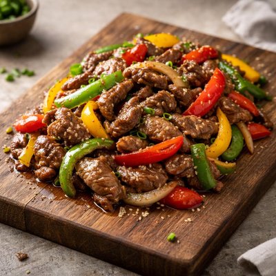 Stir-fried beef with bell peppers