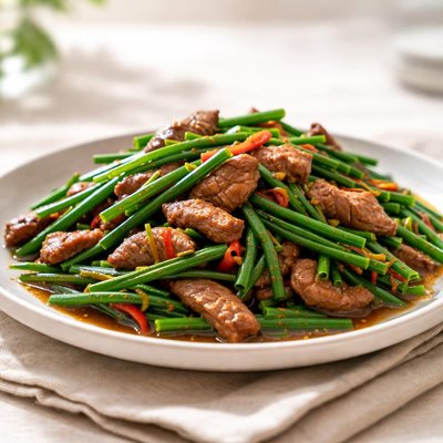 Stir-fried beef with chives