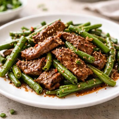 Stir-fried beef with green beans
